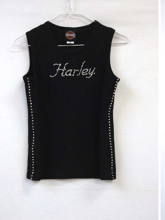 Harley-Davidson Tops - Harley-Davidson Black Rhinestone Logo Studded Tank 2007 hd